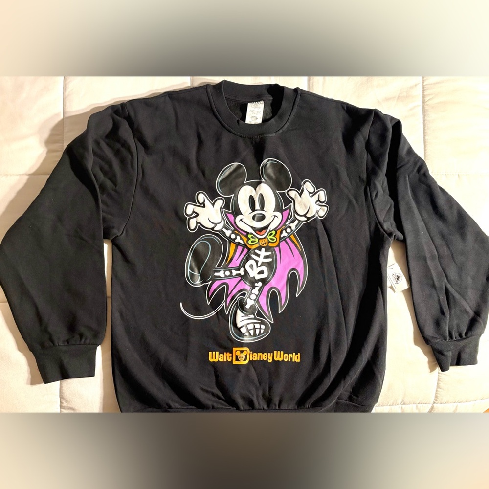 Disney Parks WDW Halloween Mickey Vampire Front/Back Hit Crewneck Sweatshirt NWT